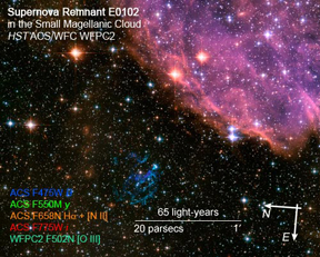 Supernova Remnant E0102 in Small Magellenic Cloud