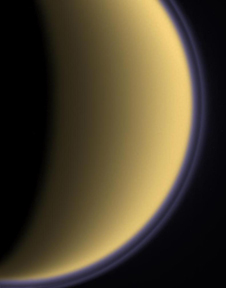 Saturn's Moon Titan with Atmospheric Haze